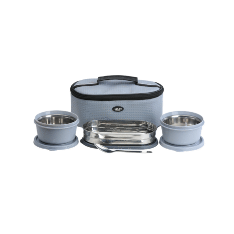 KOI TiffinPro Stainless Steel Leak-Proof Lunch Box Set Grey