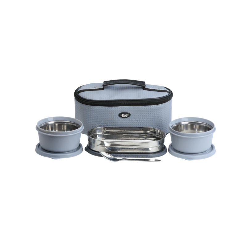 KOI TiffinPro Stainless Steel Leak-Proof Lunch Box Set Grey