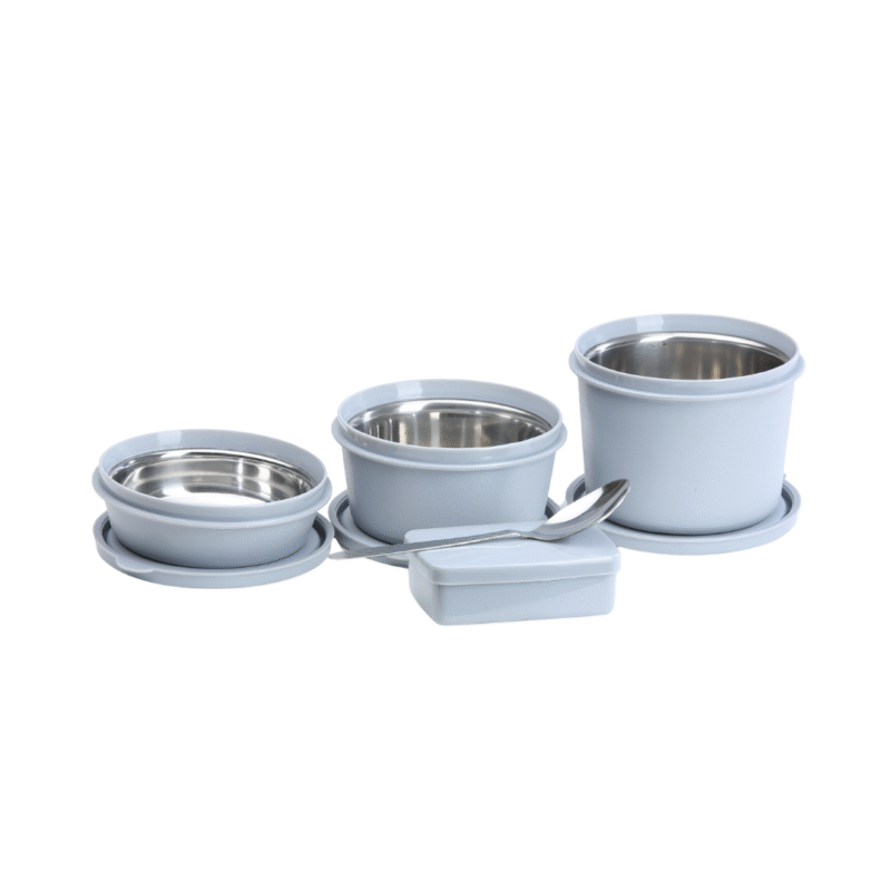 KOI TiffinPro Stainless Steel Leak-Proof Lunch Box Set Grey - Image 3