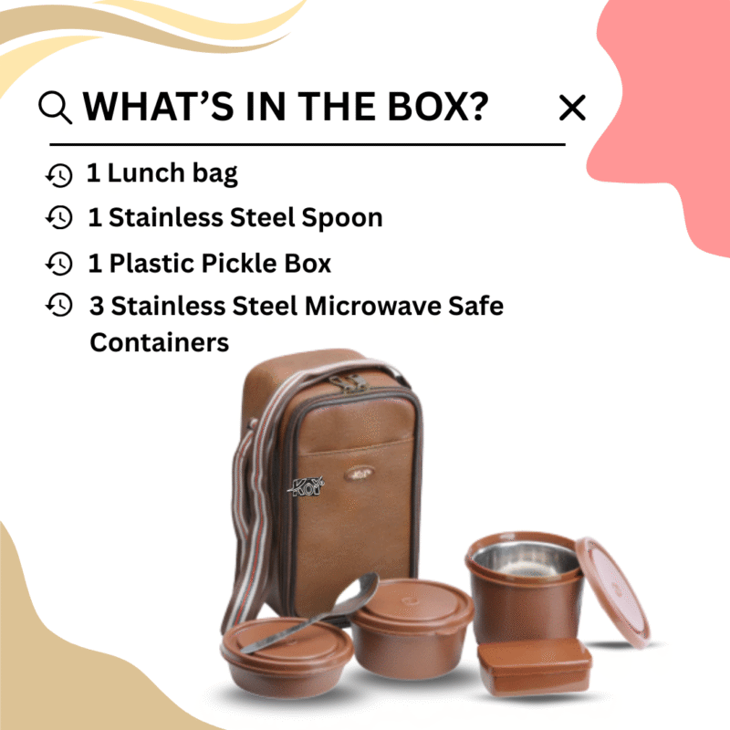 KOI TiffinPro Stainless Steel Leak-Proof Lunch Box Set Mempis Brown - Image 3