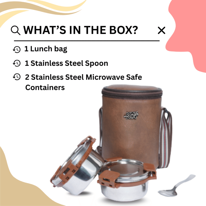 KOI TiffinPro Stainless Steel Leak-Proof Lunch Box Set Tik Tik Mempis Brown - Image 4