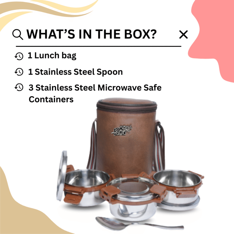 KOI TiffinPro Stainless Steel Leak-Proof Lunch Box Set Tik Tik Mempis Brown - Image 4
