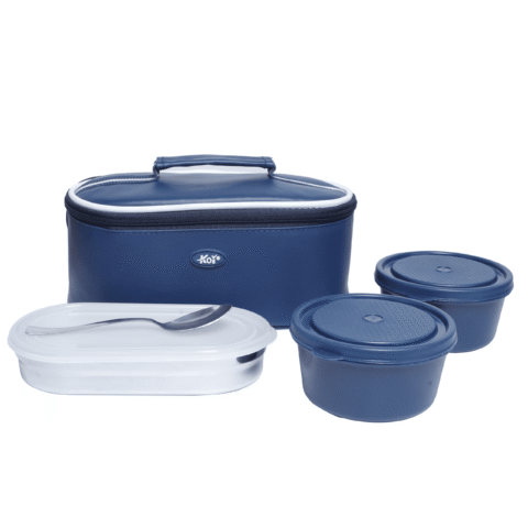 KOI TiffinPro Stainless Steel Leak-Proof Lunch Box Set Blue