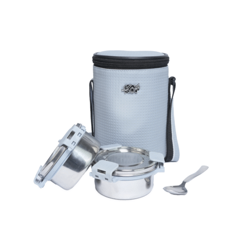 KOI TiffinPro Stainless Steel Leak-Proof Lunch Box Set Tik Tik Grey