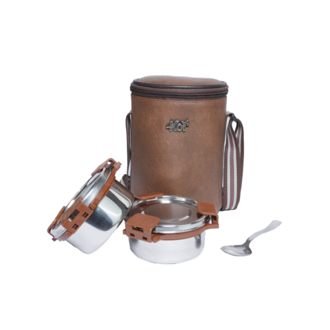 KOI TiffinPro Stainless Steel Leak-Proof Lunch Box Set Tik Tik Mempis Brown