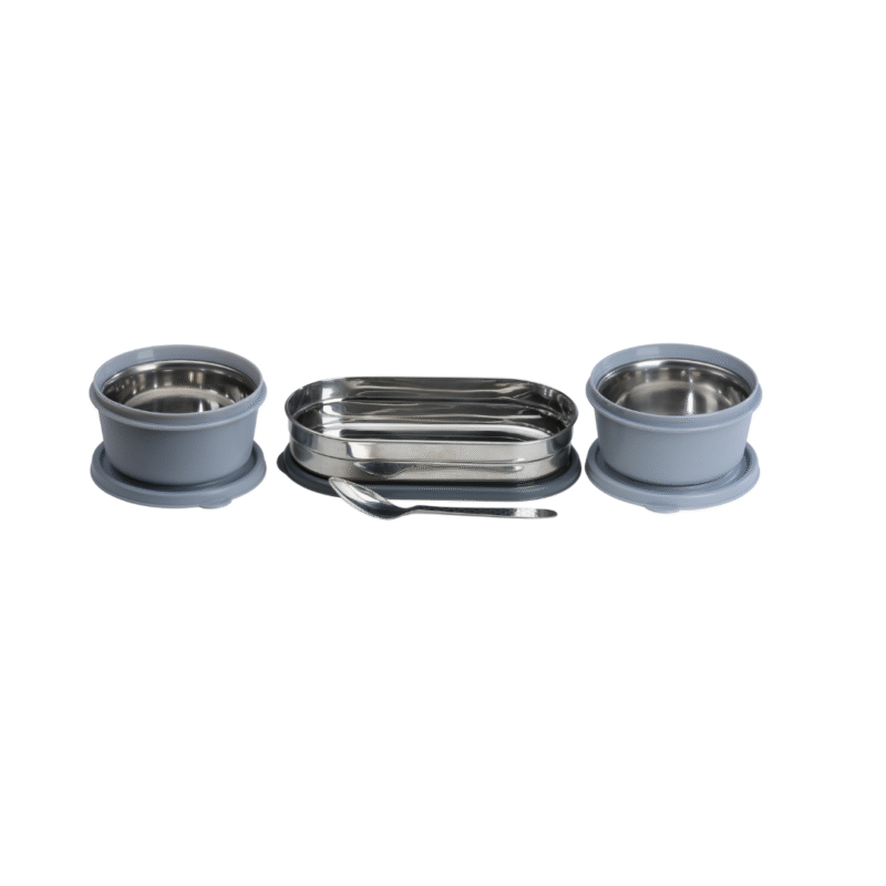 KOI TiffinPro Stainless Steel Leak-Proof Lunch Box Set Grey - Image 3