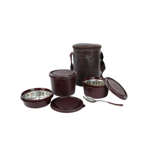KOI TiffinPro Stainless Steel Leak-Proof Lunch Box Set Brown Croco