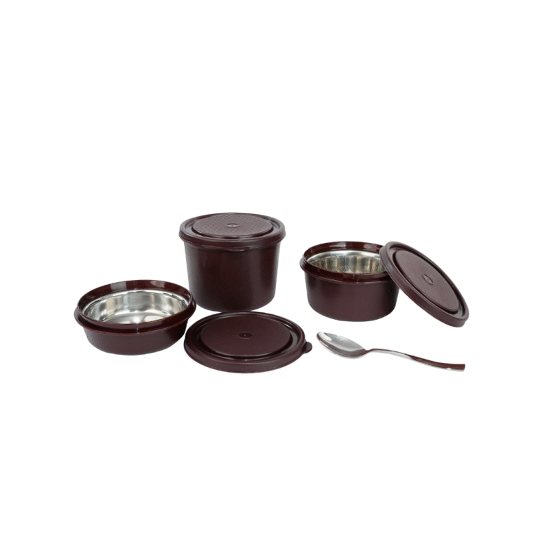 KOI TiffinPro Stainless Steel Leak-Proof Lunch Box Set Brown Croco - Image 3