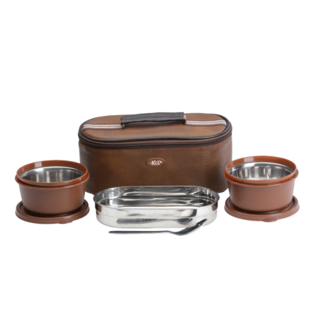 KOI TiffinPro Stainless Steel Leak-Proof Lunch Box Set Mempis Brown