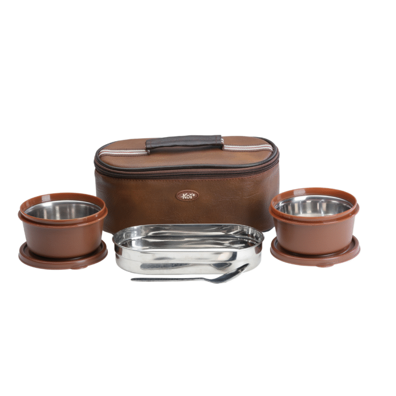 KOI TiffinPro Stainless Steel Leak-Proof Lunch Box Set Mempis Brown