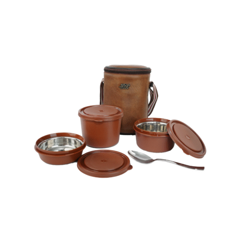 KOI TiffinPro Stainless Steel Leak-Proof Lunch Box Set Mempis Brown