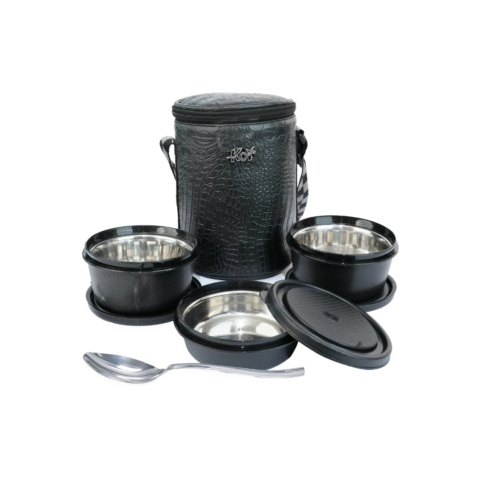 KOI TiffinPro Stainless Steel Leak-Proof Lunch Box Set Black
