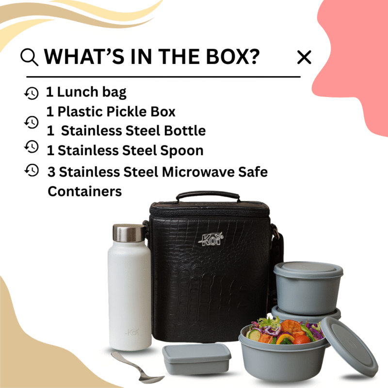 KOI Luxe Lunch Box Set Black Croco) - Image 4