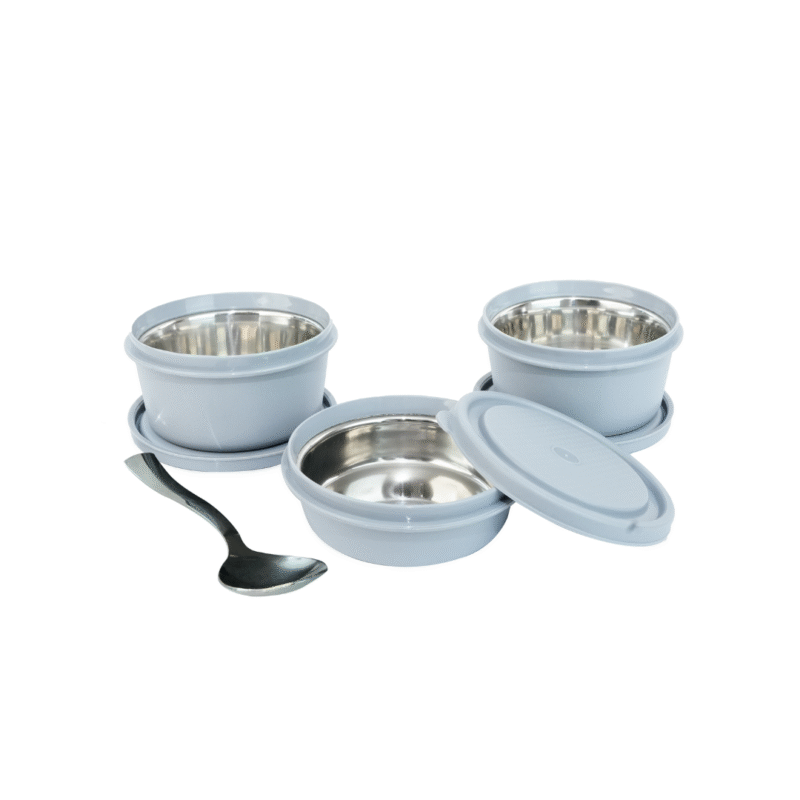 KOI TiffinPro Stainless Steel Leak-Proof Lunch Box Set Black And Grey - Image 3