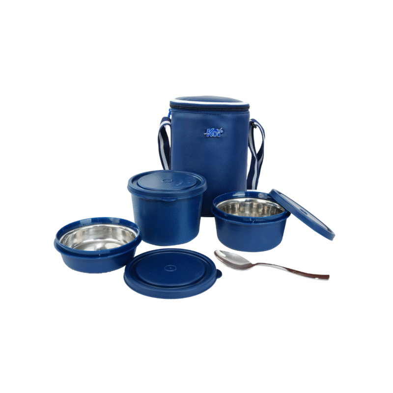 KOI TiffinPro Stainless Steel Leak-Proof Lunch Box Set Blue
