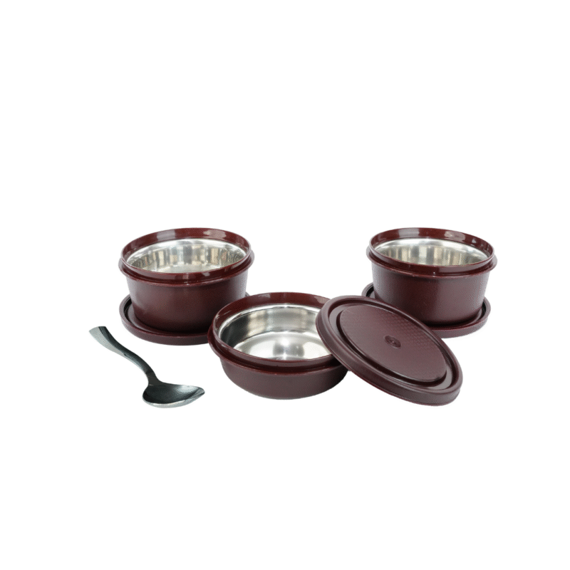 KOI TiffinPro Stainless Steel Leak-Proof Lunch Box Set Brown Croco - Image 2
