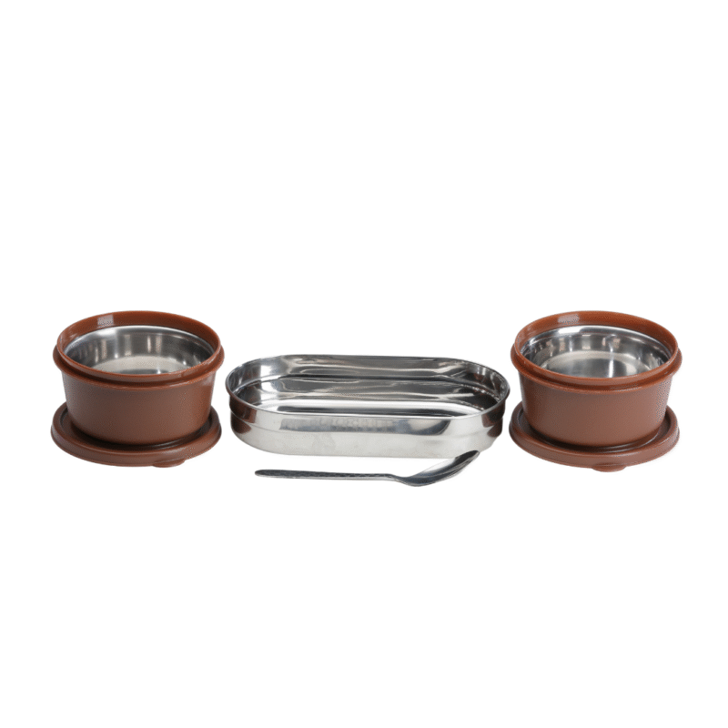 KOI TiffinPro Stainless Steel Leak-Proof Lunch Box Set Mempis Brown - Image 3