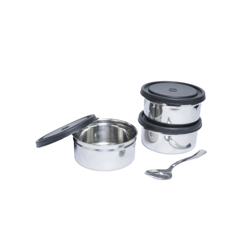 KOI TiffinPro Stainless Steel Leak-Proof Lunch Box Set Color-Black - Image 3