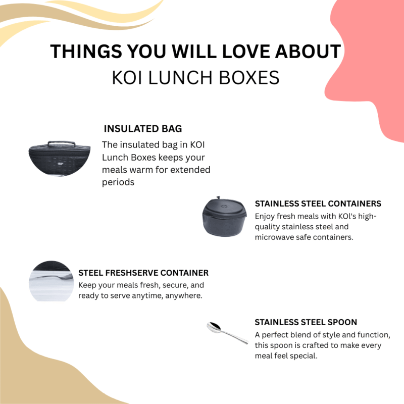 KOI TiffinPro Stainless Steel Leak-Proof Lunch Box Set Black Croco - Image 5