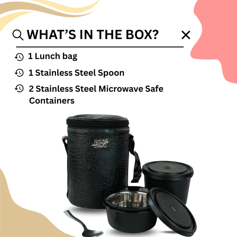 KOI TiffinPro Stainless Steel Leak-Proof Lunch Box Set Black croco - Image 4