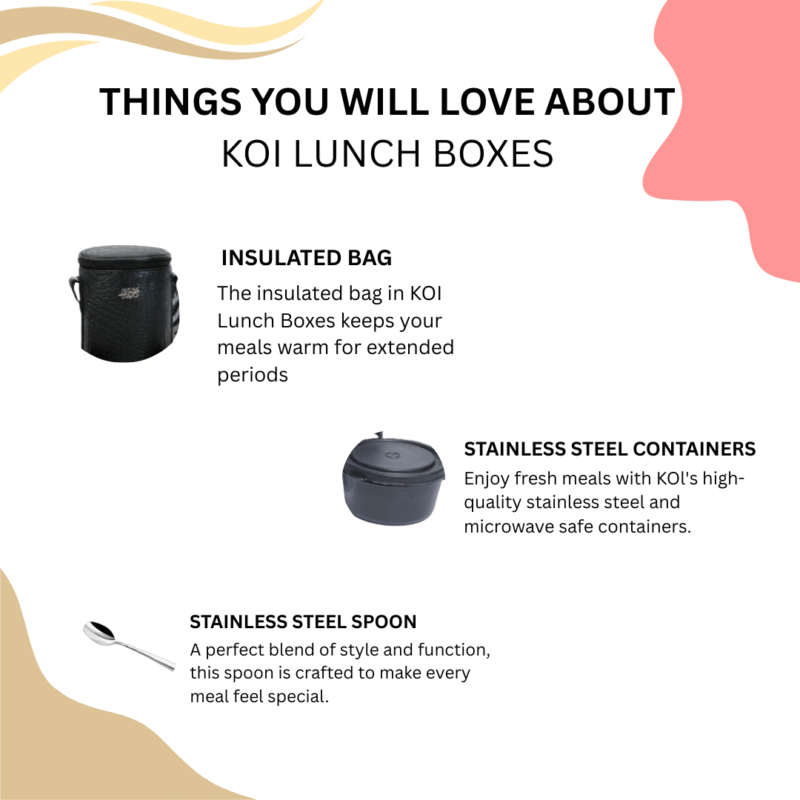 KOI TiffinPro Stainless Steel Leak-Proof Lunch Box Set Black croco - Image 5