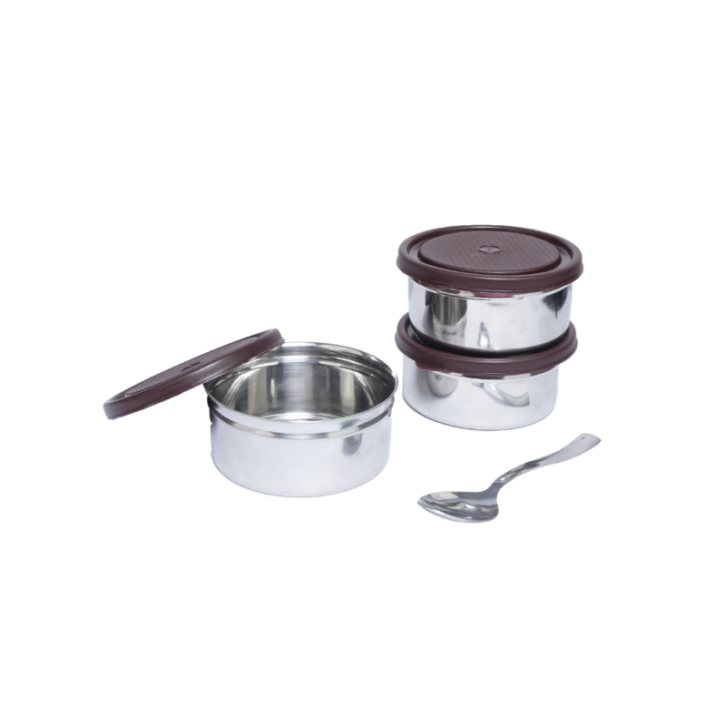 KOI TiffinPro Stainless Steel Leak-Proof Lunch Box Set Brown Croco - Image 3