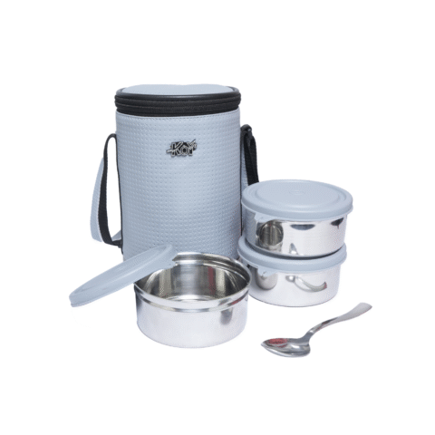 KOI TiffinPro Stainless Steel Leak-Proof Lunch Box Set Grey