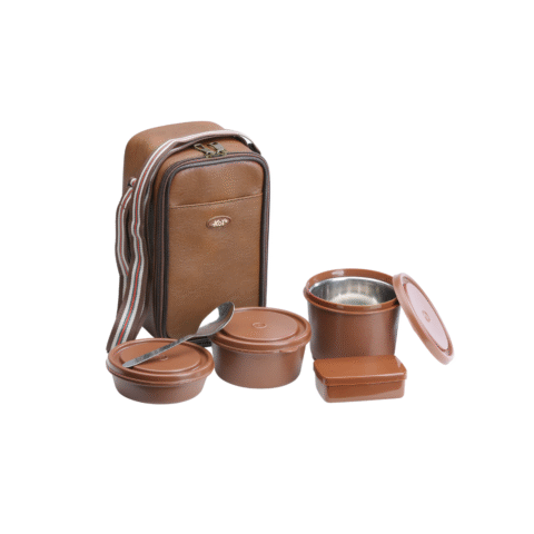KOI TiffinPro Stainless Steel Leak-Proof Lunch Box Set Mempis Brown
