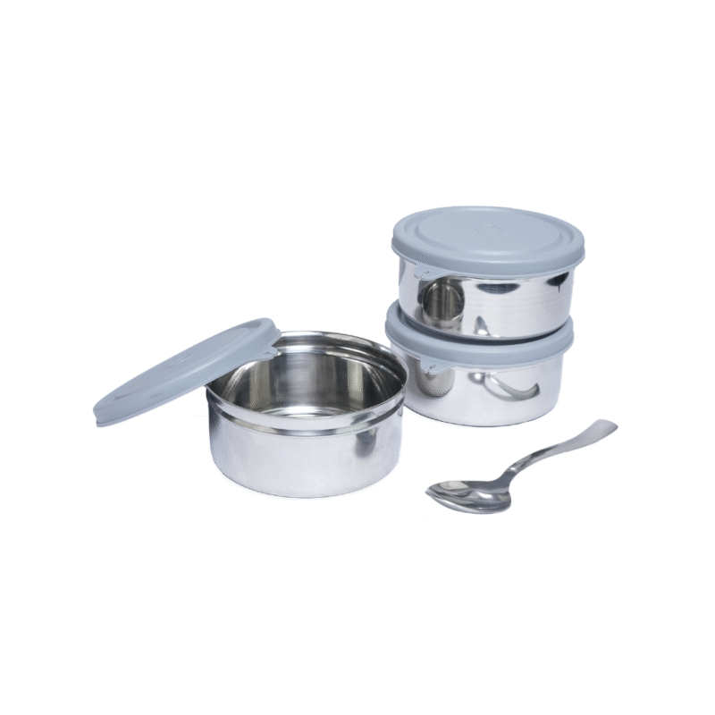 KOI TiffinPro Stainless Steel Leak-Proof Lunch Box Set Grey - Image 3