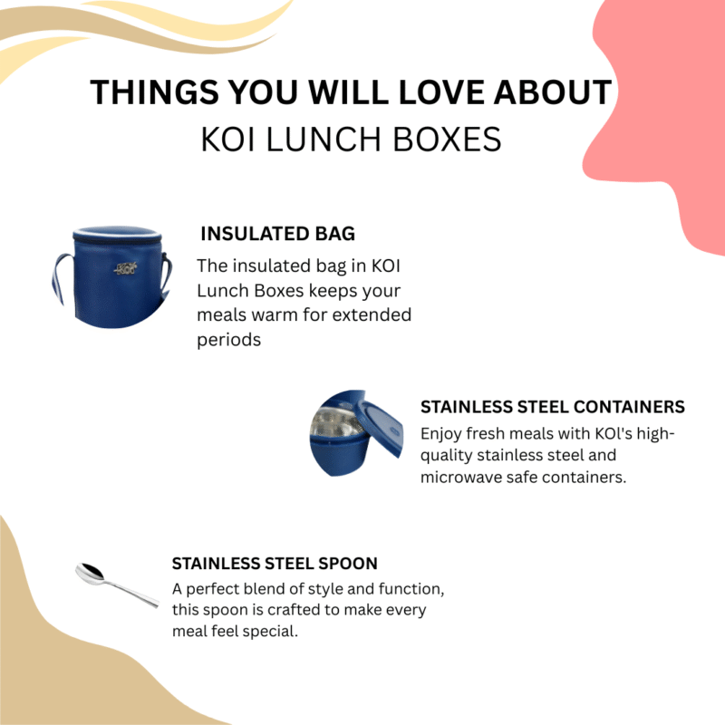 KOI TiffinPro Stainless Steel Leak-Proof Lunch Box Set Blue - Image 4