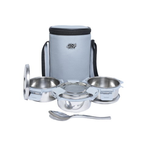KOI TiffinPro Stainless Steel Leak-Proof Lunch Box Set Tik Tik Grey