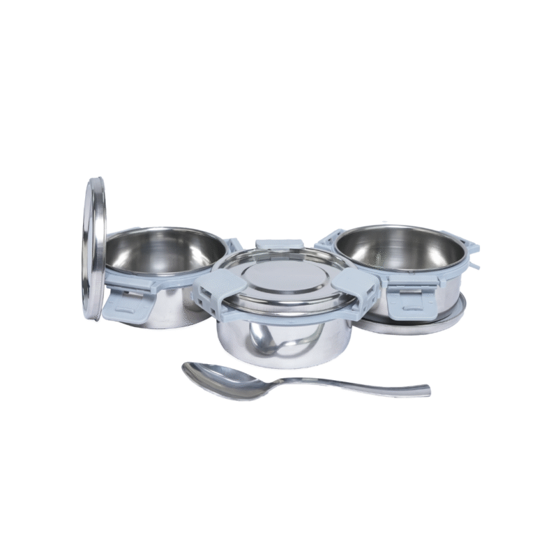 KOI TiffinPro Stainless Steel Leak-Proof Lunch Box Set Tik Tik Grey - Image 3