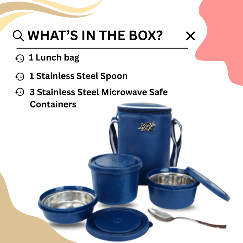 KOI TiffinPro Stainless Steel Leak-Proof Lunch Box Set Blue - Image 4