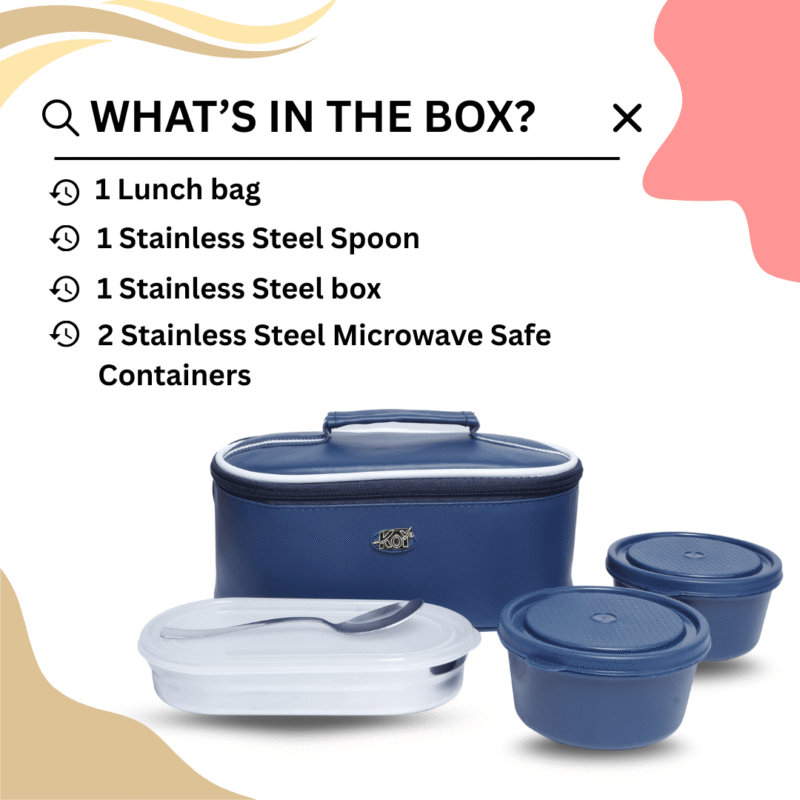 KOI TiffinPro Stainless Steel Leak-Proof Lunch Box Set Blue - Image 4