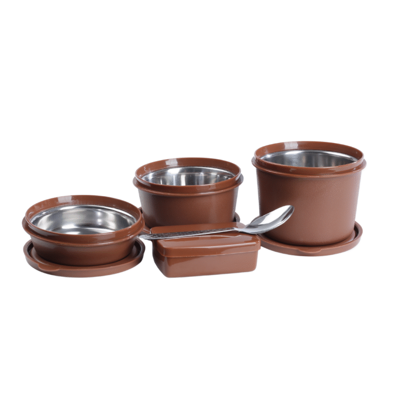 KOI TiffinPro Stainless Steel Leak-Proof Lunch Box Set Mempis Brown - Image 2