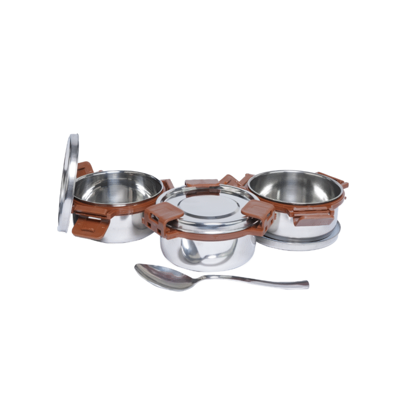 KOI TiffinPro Stainless Steel Leak-Proof Lunch Box Set Tik Tik Mempis Brown - Image 3
