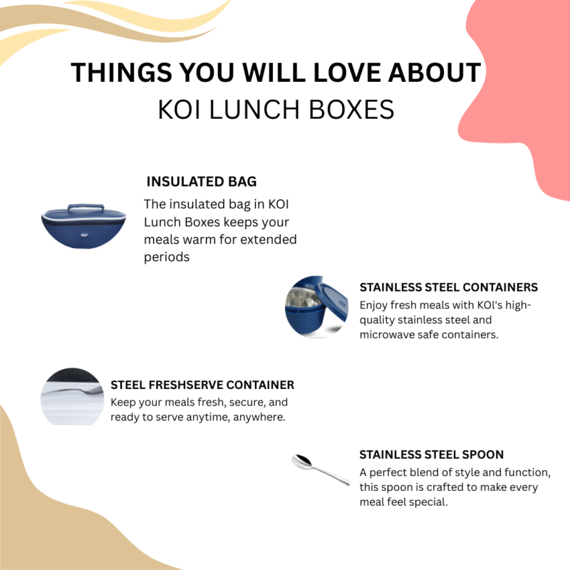 KOI TiffinPro Stainless Steel Leak-Proof Lunch Box Set Blue - Image 5