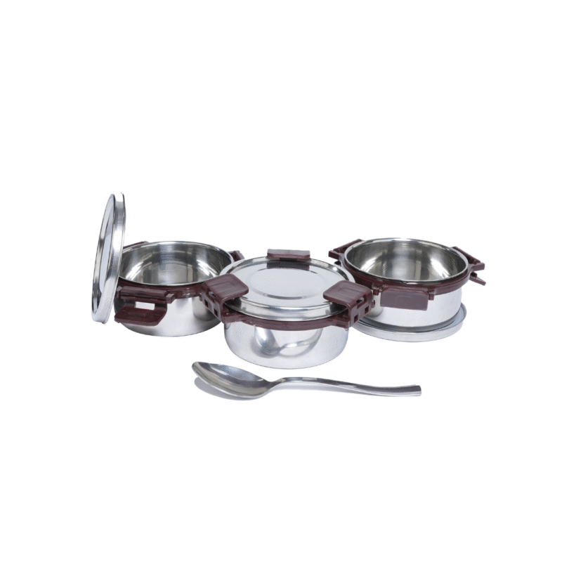 KOI TiffinPro Stainless Steel Leak-Proof Lunch Box Set Brown Croco - Image 3