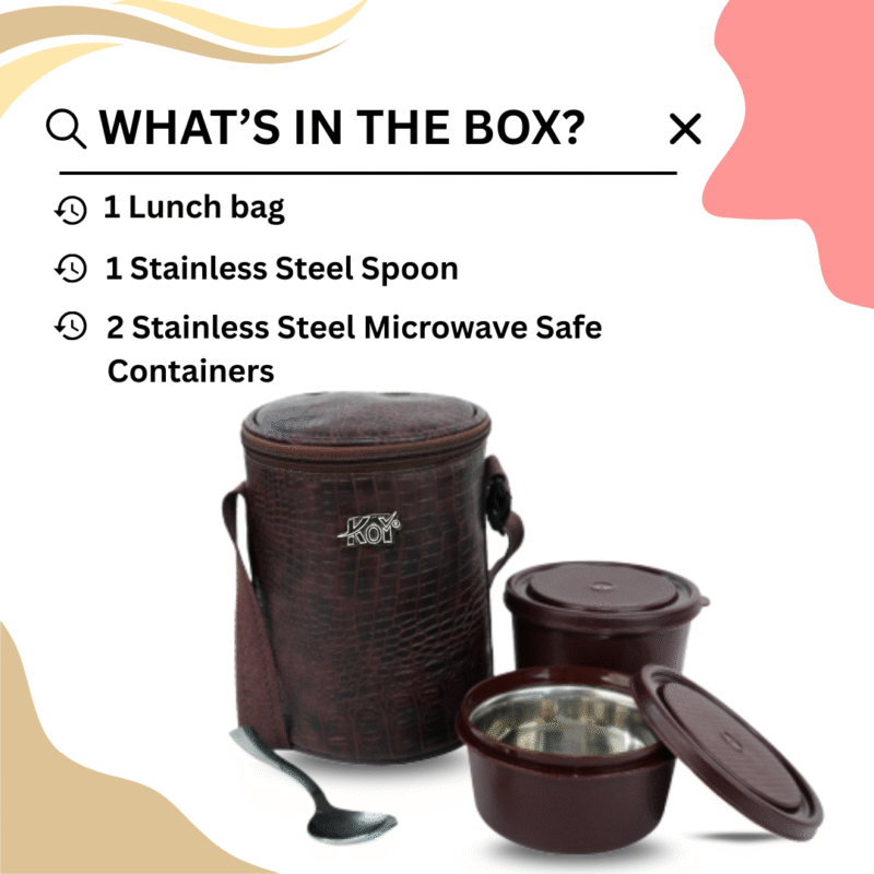 KOI TiffinPro Stainless Steel Leak-Proof Lunch Box Set Brown croco - Image 3