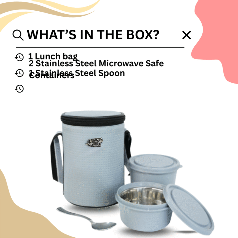 KOI TiffinPro Stainless Steel Leak-Proof Lunch Box Set Grey - Image 4
