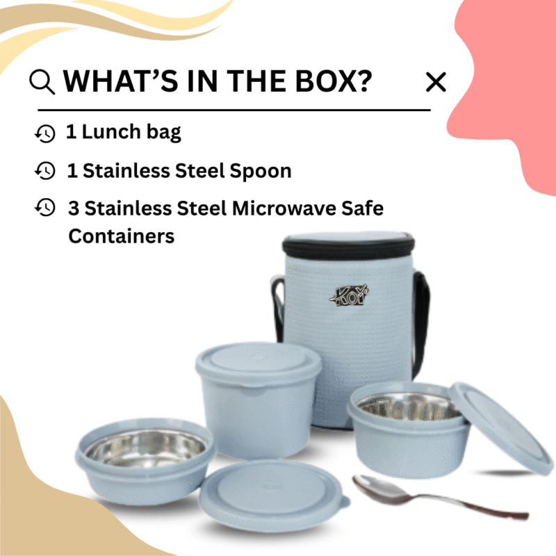 KOI TiffinPro Stainless Steel Leak-Proof Lunch Box Set Grey - Image 4