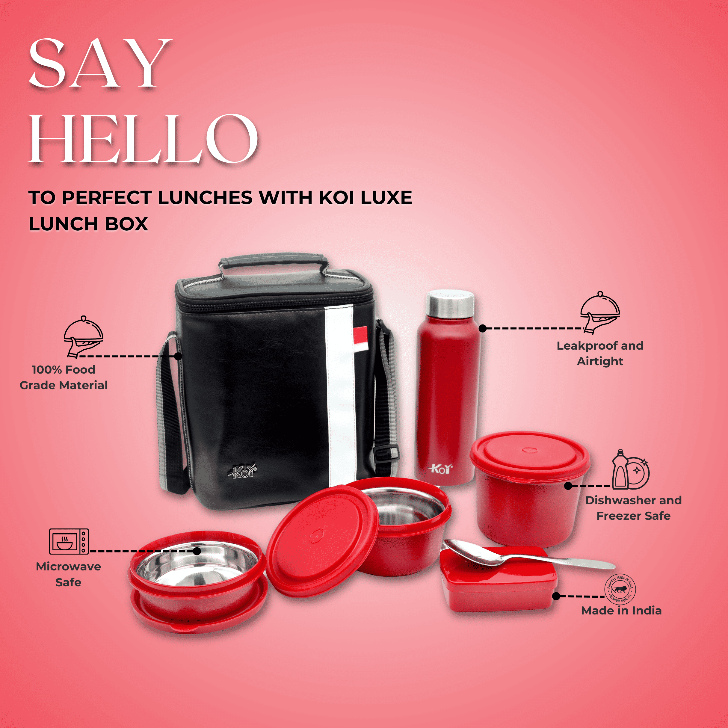 KOI Luxe Lunch Box Set (Black Maroon)) - Image 2